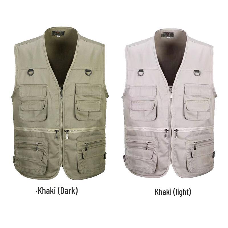 Men's Plus Size Multi-Pocket Outdoor Fishing Vest - Casual Sleeveless Jacket