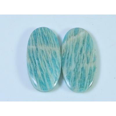 21Ct. Naturalny Amazonit (12X23X02 mm każdy) Owalne kaboszony dopasowane pary SK-3052
