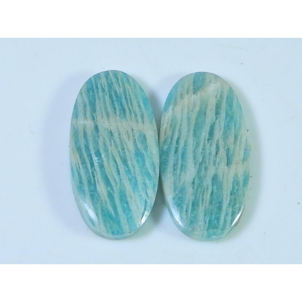 

21Cts. Природный амазонит (12X23X02 мм каждый) Пара овальных кабошонов SK-3052