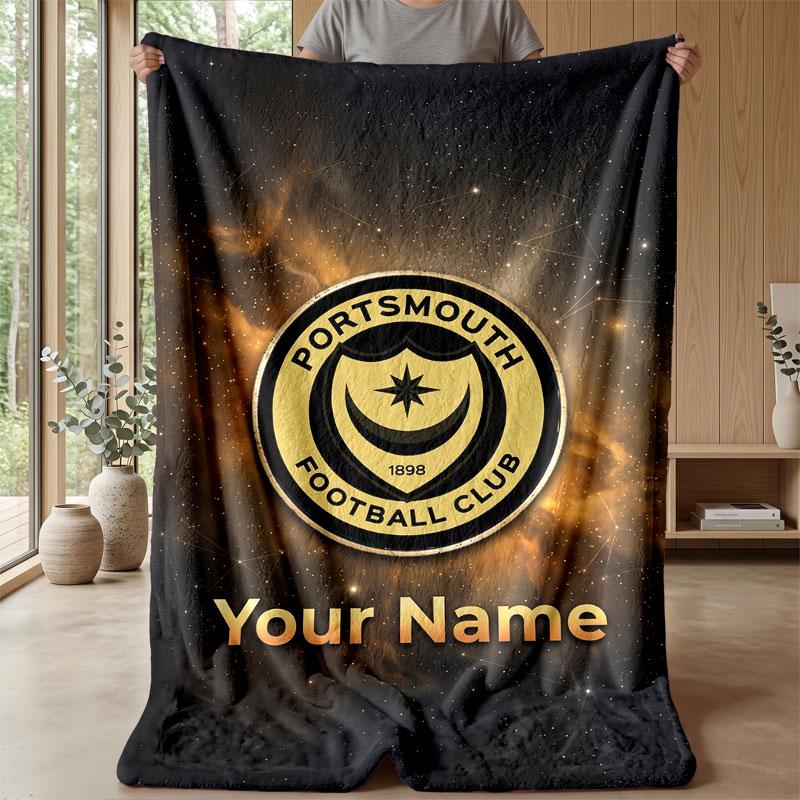 פורטסמות FC שמיכת פלנל עם שם מותאם אישית לוגו כדורגל שמיכת פליז אישית מתנה מיוחדת לספה חדר שינה בית