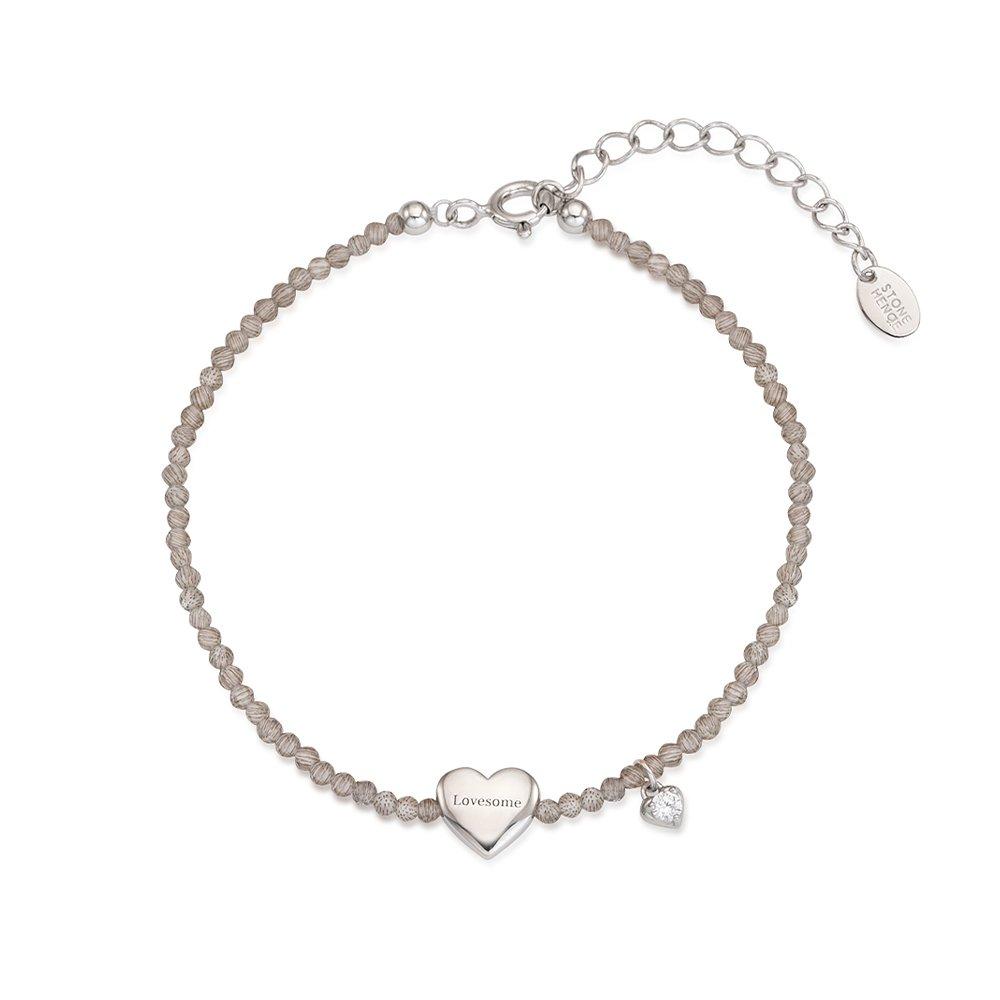[Stonehenge] Silver Grey Heart Cubic Bracelet Sc24C14E
