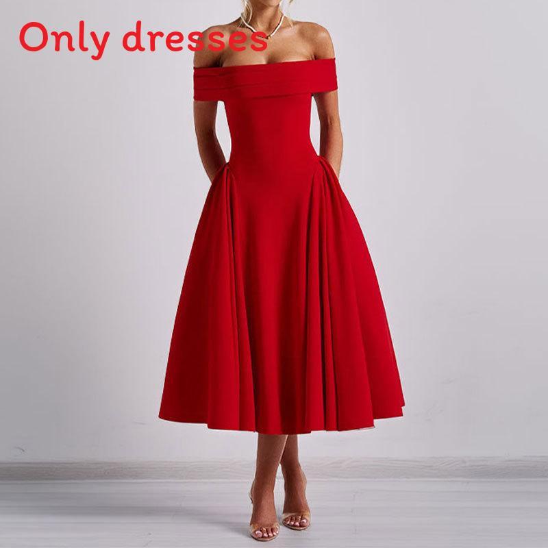 Elegant Off Shoulder A Line Dress With High Waist For Casual And Daily Wear