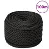 153031 vidaXL Work Rope Black 20 Mm 100 M Polypropylene