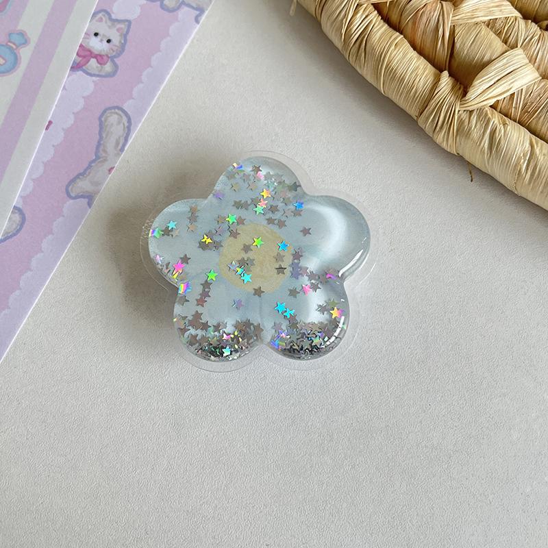 INS Korea 3D Cute Flower Transparent Phone Holder Grip Tok Griptok Support for IPhone 16 Pro Accessories Folding Finger Stand 5