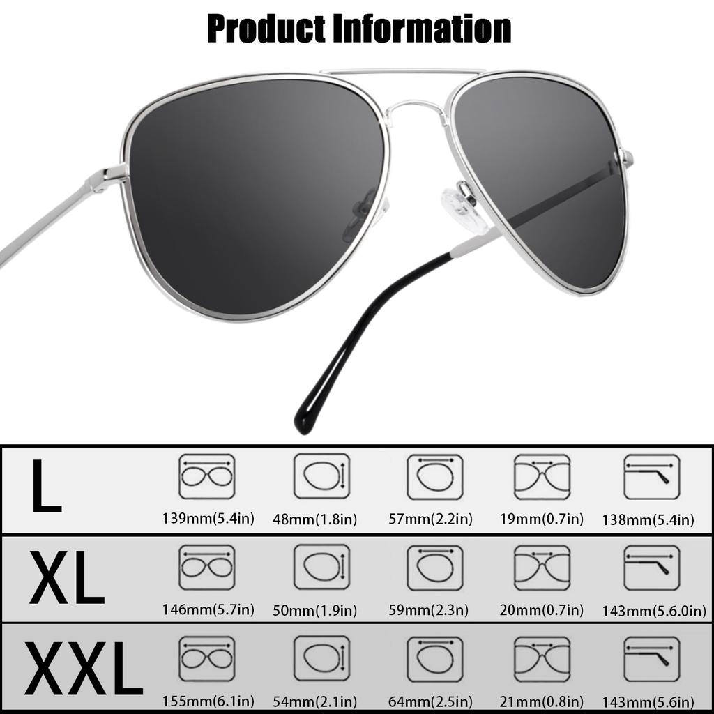 MAXJULI Aviator Sunglasses for Big Heads Men Women Fashion UV Protection 8123