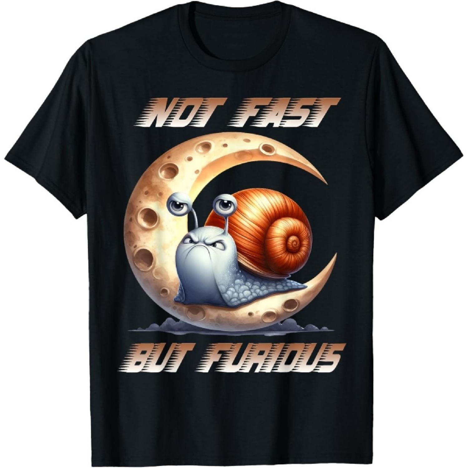 

Sarcastic Angry Snail Humorous Slogan Not Fast But Furious T-Shirt XXXXXL чорний