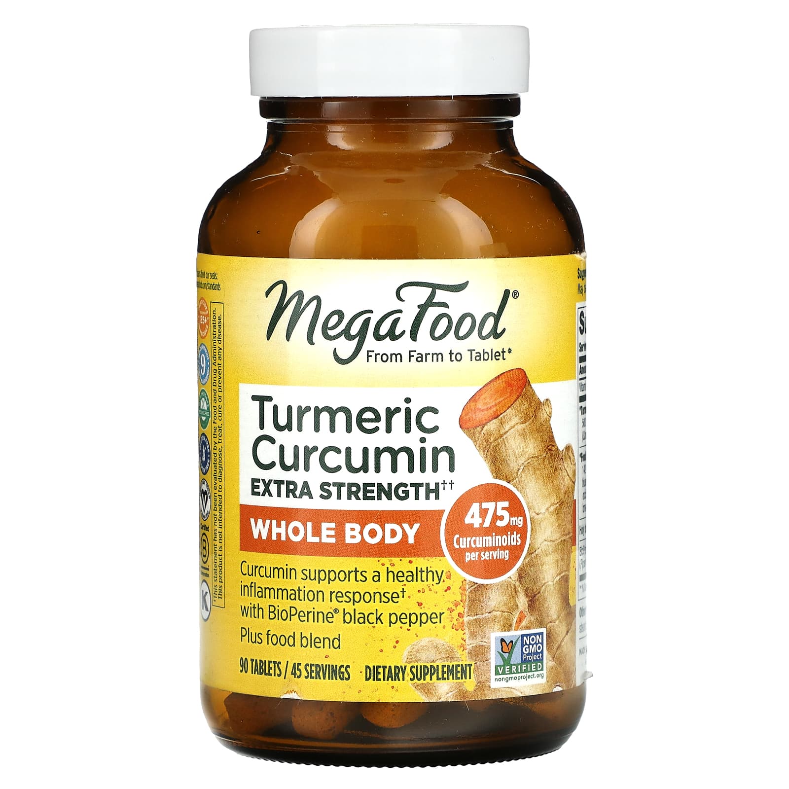 

MegaFood, Turmeric Curcumin Extra Strength, 90 Tablets