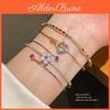 Elegant Double Layer Heart Cuff In Gold With Sparkling Zirconia For Fashion Women
