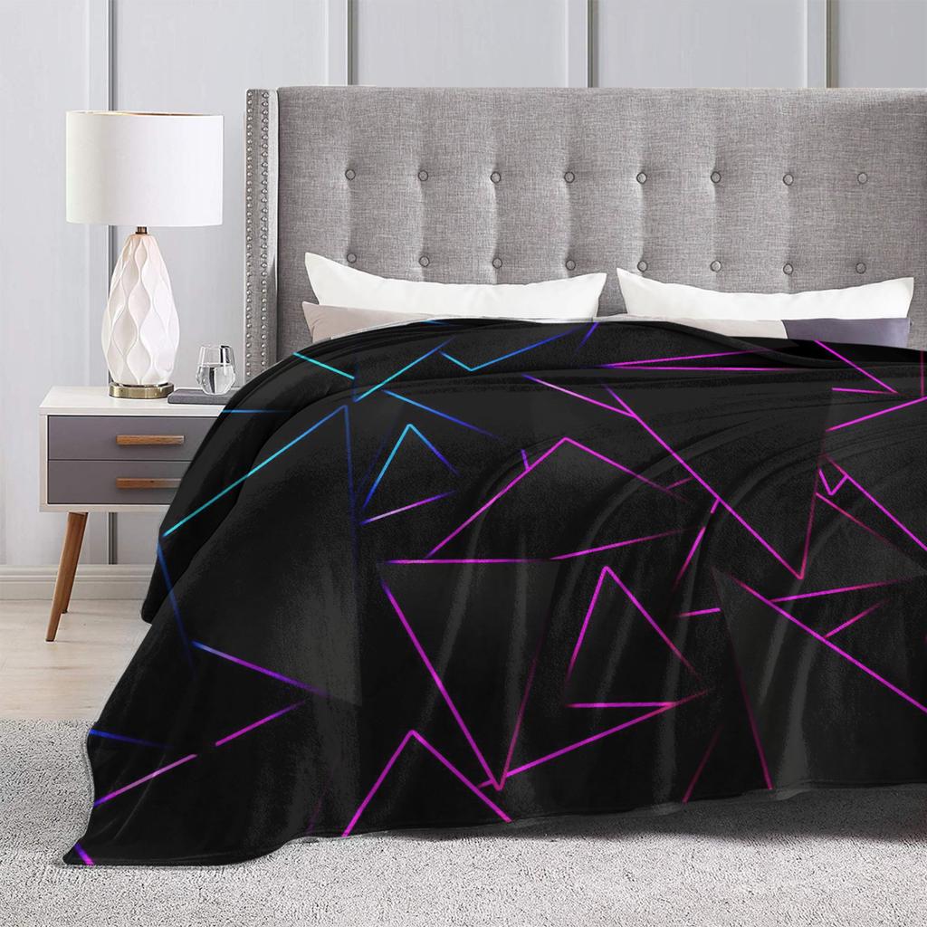 Super Soft BlanketsGirls Boys Airplane Travel Glowing Geometric Shapes On Dark Throw Blanket  Flannel Bedspread For Sofa Cover