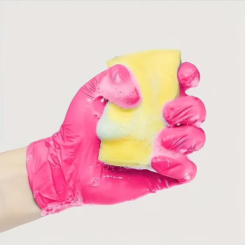 30/50/100pcs Deep Pink Disposable Nitrile Gloves, Latex Free & Dust-free, S/M/L Sizes, for Home Cleaning, Pet Care, Hair Dyeing & Kitchen Use
