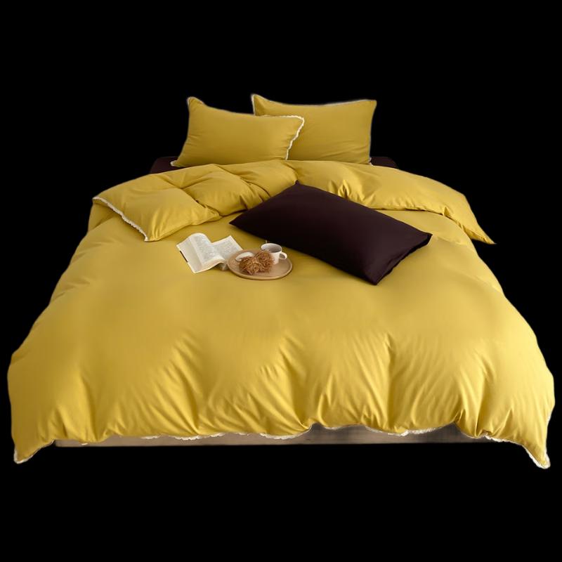 COMOLIVING Butter Croquant Lace Bedding Set