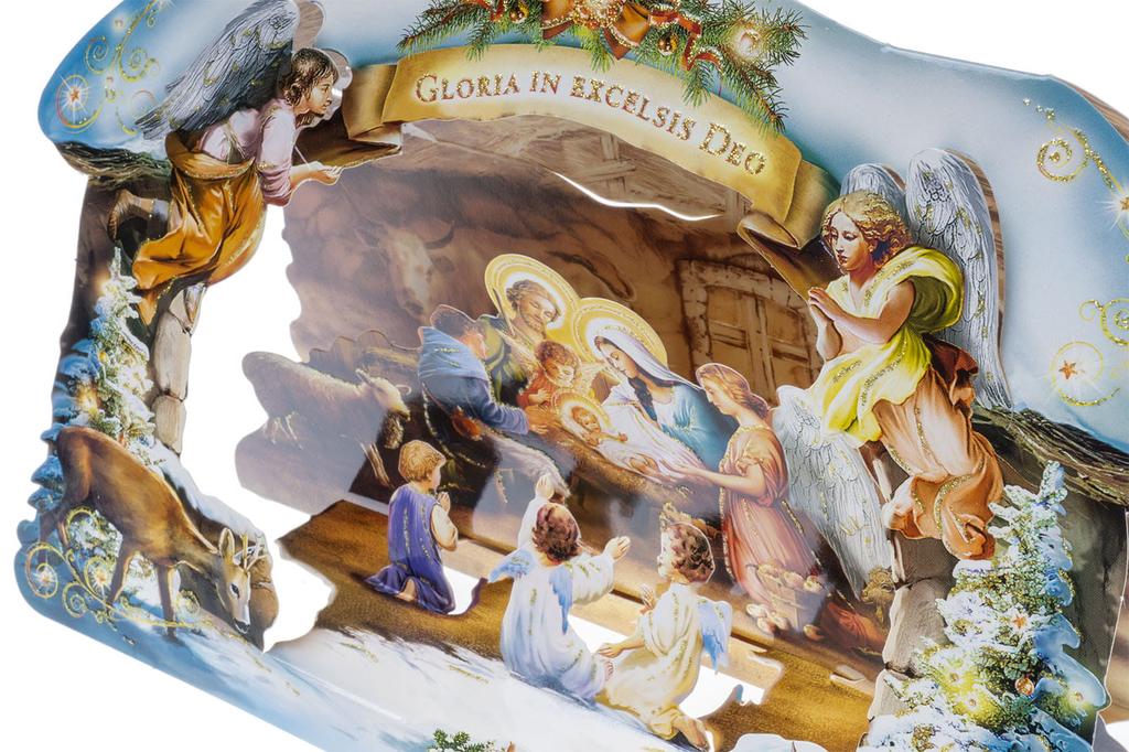 Paper Christmas Nativity Scene, Large with Glitter
