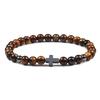 Prayer Men Women Bracelet Hematite Cross 6MM Natural Stone Tiger Eyes Bead Strand Bracelets Bangle Jesus Yoga Homme Jewelry Gift