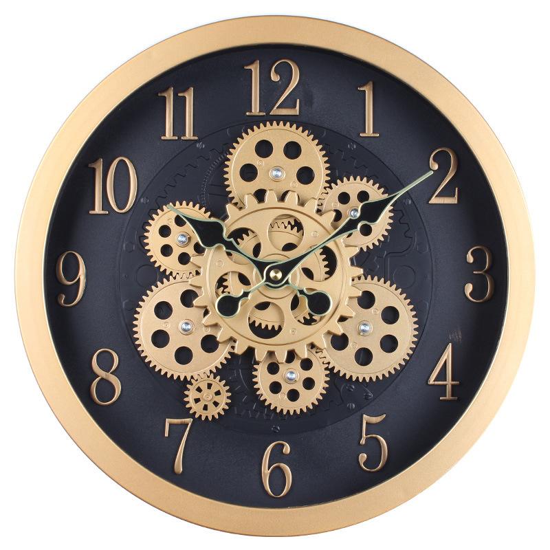 

Retro Coffee Shop Mechanical Rotating Gear Wall Clock Living Room Bedroom Decoration Industrial Style Creative Clock 35CM gear style 1