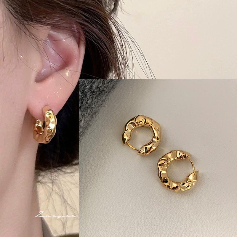 925 Silver Chunky Hoop Earrings for Women Geometric Circle Punk Ear Jewelry Party Gifts New