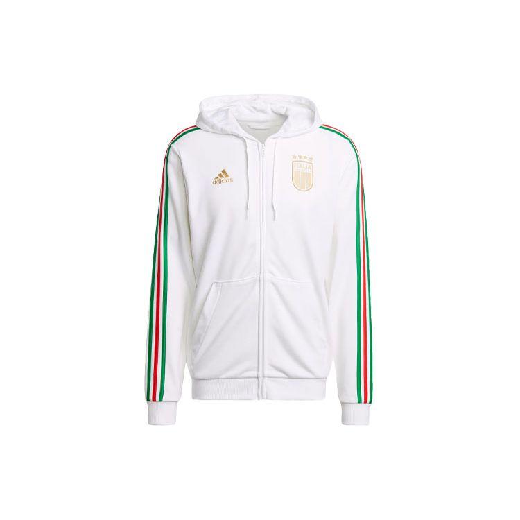 Adidas Italy DNA Color Block Full-Zip Hooded Jacket Men Long Sleeve Soccer Casual Hoodie White IU2104 XL