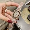 Square Zircon Silver Bracelet Fashionable Personalized Rhinestone Shell Watch Full Diamond Strap Women'S Watch