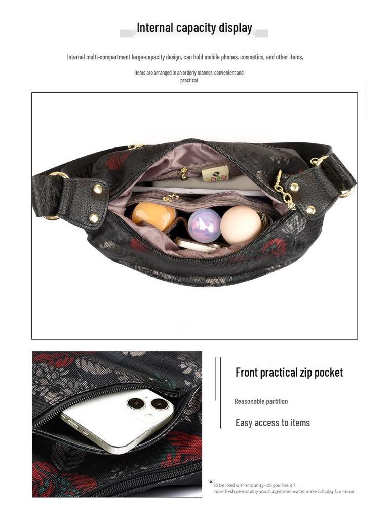 Damen 2025 Mode Vielseitige Umhängetasche - Großvolumige Bedruckte Mehrfachfach Stoff-Schultertasche