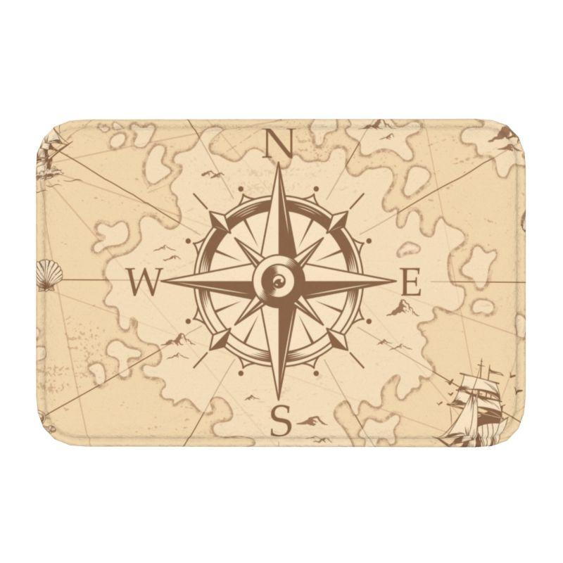 Zerbino Vintage Bussola Nautica Tappetino Antiscivolo Ancora del Capitano Barca Bagno Cucina Balcone Tappeto Tappeto 40*60cm Pedata Ingresso