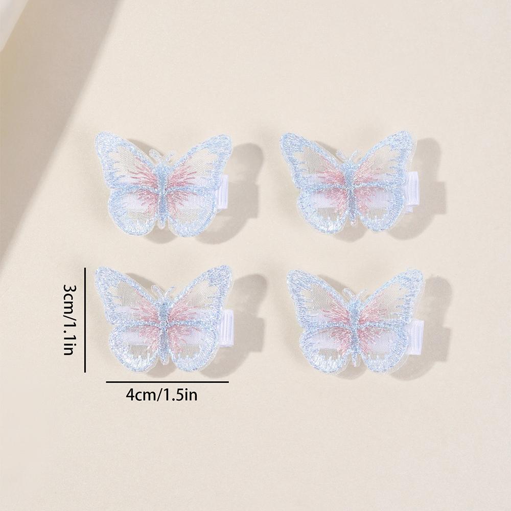 10Pcs Mesh Butterfly Hair Clips Sweet Rhinestone Hairpins Double-layer Giltter Barrette For Girls Kids Hair Accessories