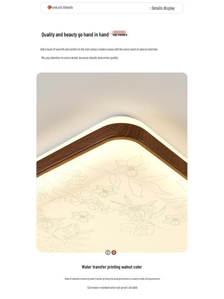 Zen Song Dynasty Walnut Solid Wood Ceiling Light with Fabric Shade