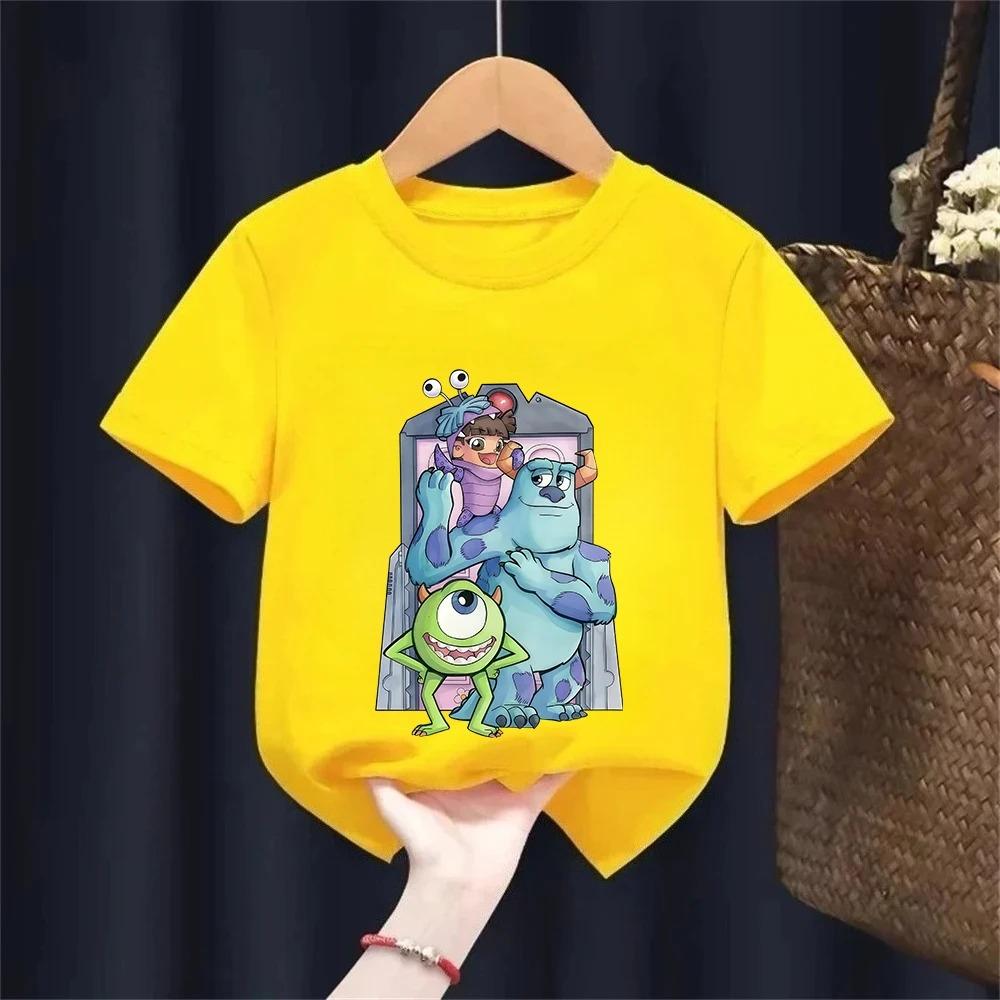2026 Cartoon Movie Monsters Inc Printed Tshirt Harajuku Boys Girls Kid Summer New Casual Short Sleeve Y2K Top