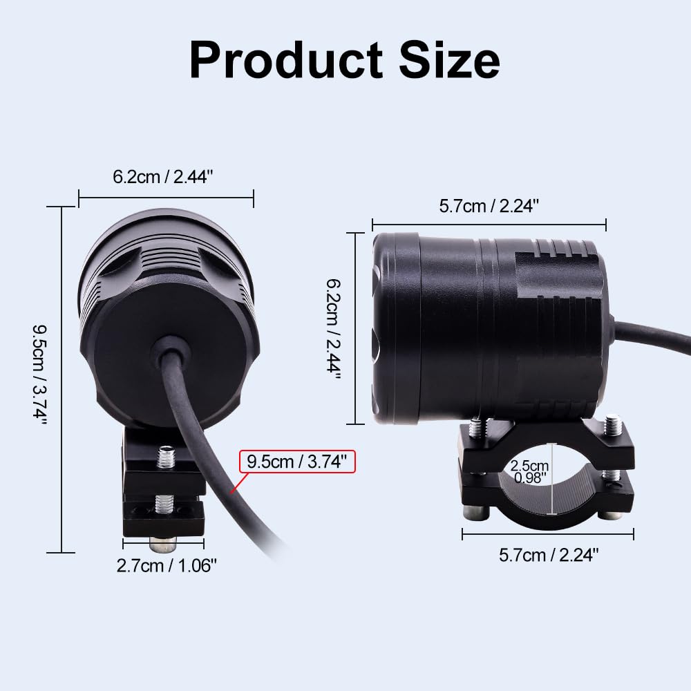 Ygmylandbb Motorcycle Fog Light, LED Auxiliary Light, Motorcycle Fog Lamp, Car Exterior Light, 12