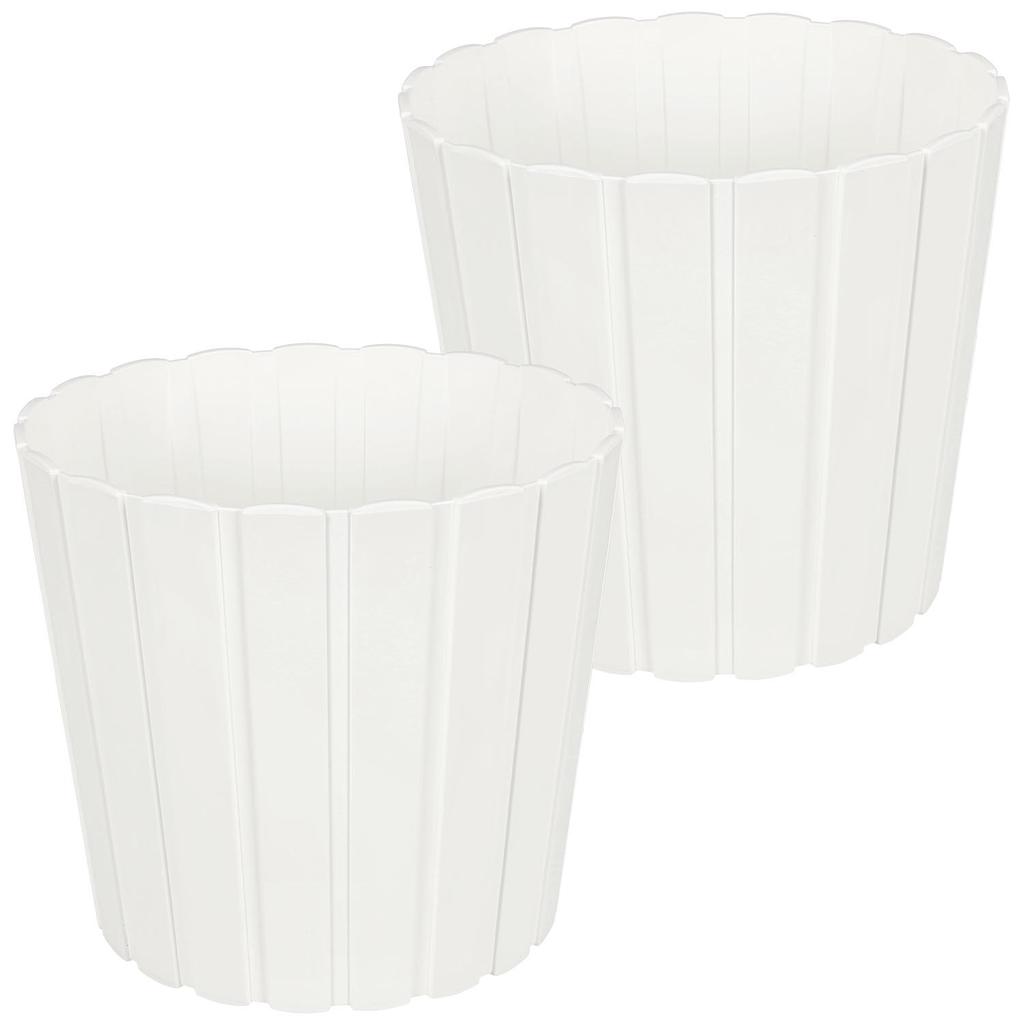 Plastic Flower Pot for Flowers and Herbs on the Balcony or Terrace, White, 29 cm, 2 pcs.