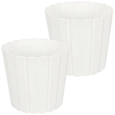 Plastic Flower Pot For Flowers And Herbs On The Balcony Or Terrace, White, 29 Cm, 2 Pcs.