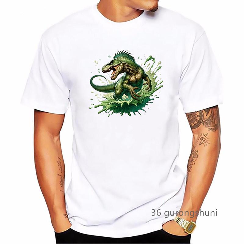 

Dinosaur Animal Printed T Shirt MenS Clothing Summer Short Sleeve Tshirt Homme Harajuku Shirt Streetwear 4XL