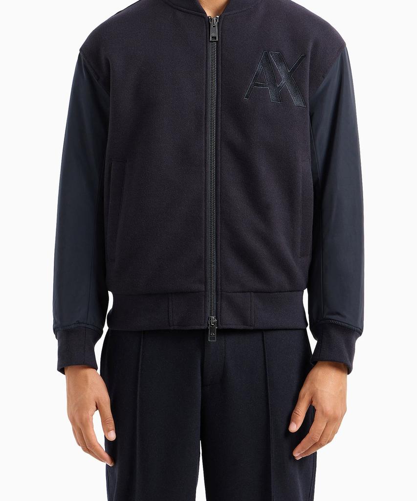 Armani Exchange Men'S Embroidered Logo Two-Way Zip-Up Blouson_Navy A414310018