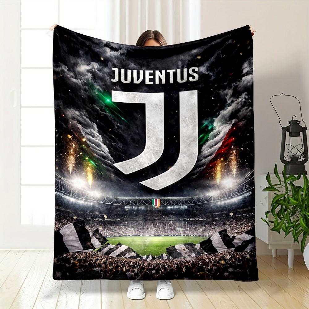 Juventus Logo with Stadium Background Warm Blanket Flannel Blanket for Bedroom, Living Room, Sofa, and Nap Sofas