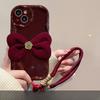 Applicable To Apple 15promax Mobile Phone Case IPhone 13/14 Plush Bow Bracelet 11/12 Silicone Anti-fall