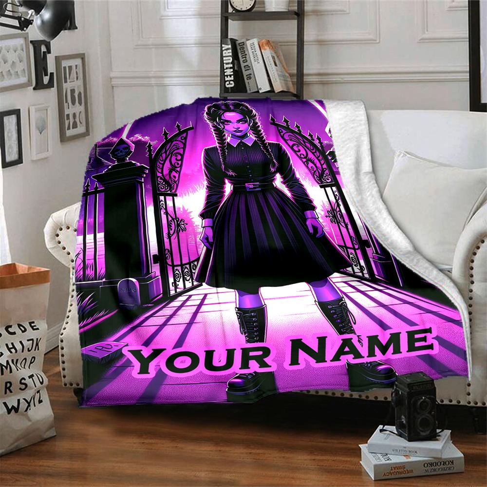 Custom 1pc Wednesday Addams Returns Blanket, Soft And Comfortable Blanket, Casual Warm, Camping Travel Blanket, Birthday Gift Q912193
