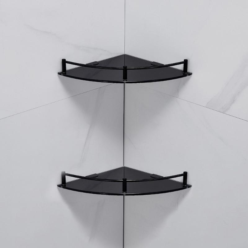Pack Of 2 Corner Floating Shelf Space Saving Designs with Plastic Glass & Metal Parts Simple Installation for Bathroom