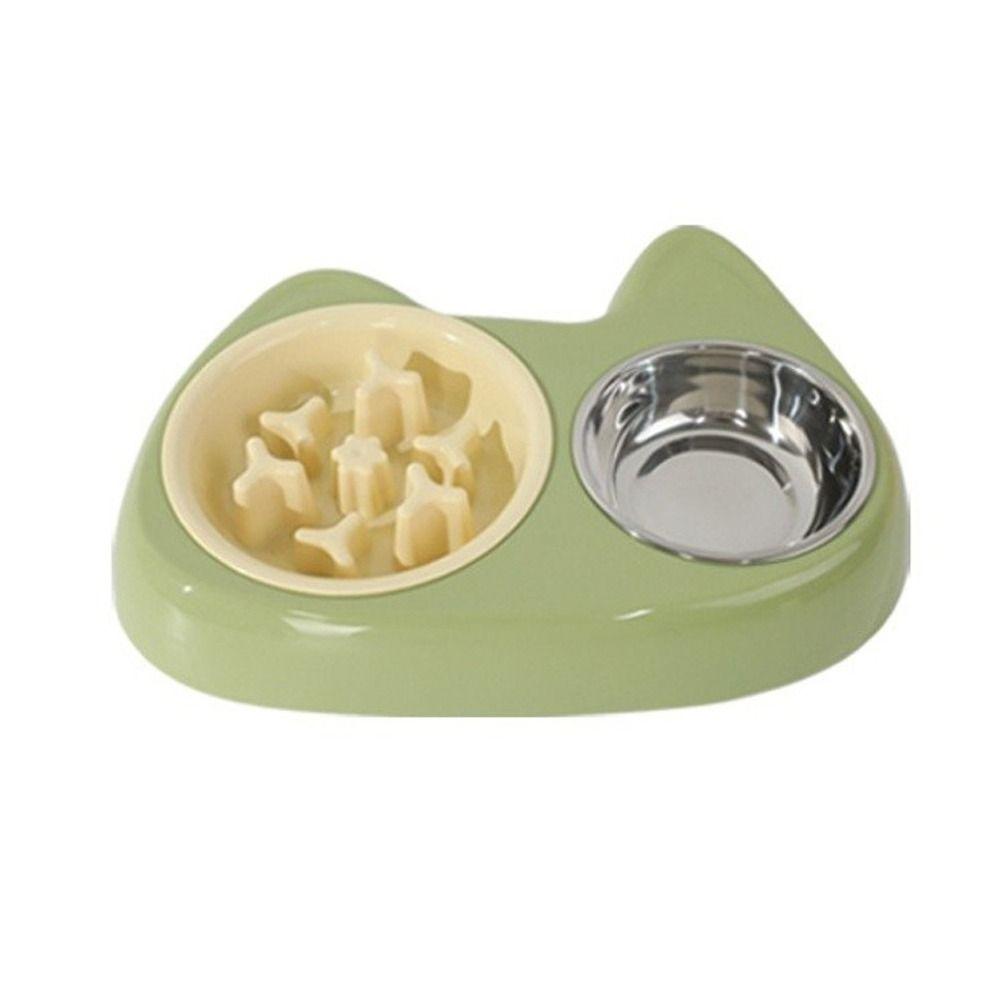 2-in-1 Pet Slow Feeder Bowl Thick Non Slip Base Anti-Choking Food Bowl Anti-Spill Interactive Cat Water Bowl Puppy Feeding
