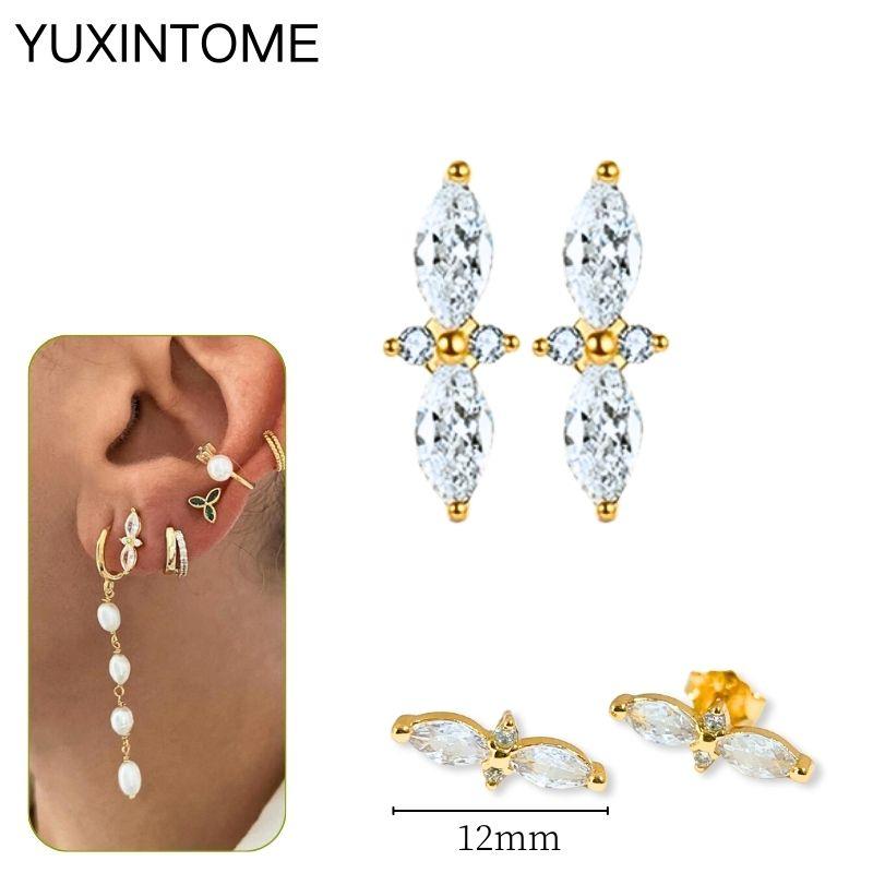 925 Silbernadel Exquisite Weiße Zirkon Steckerohrringe für Damen Geometrische Lange Kette Quaste Ohrringe Luxuriöser Schmuck
