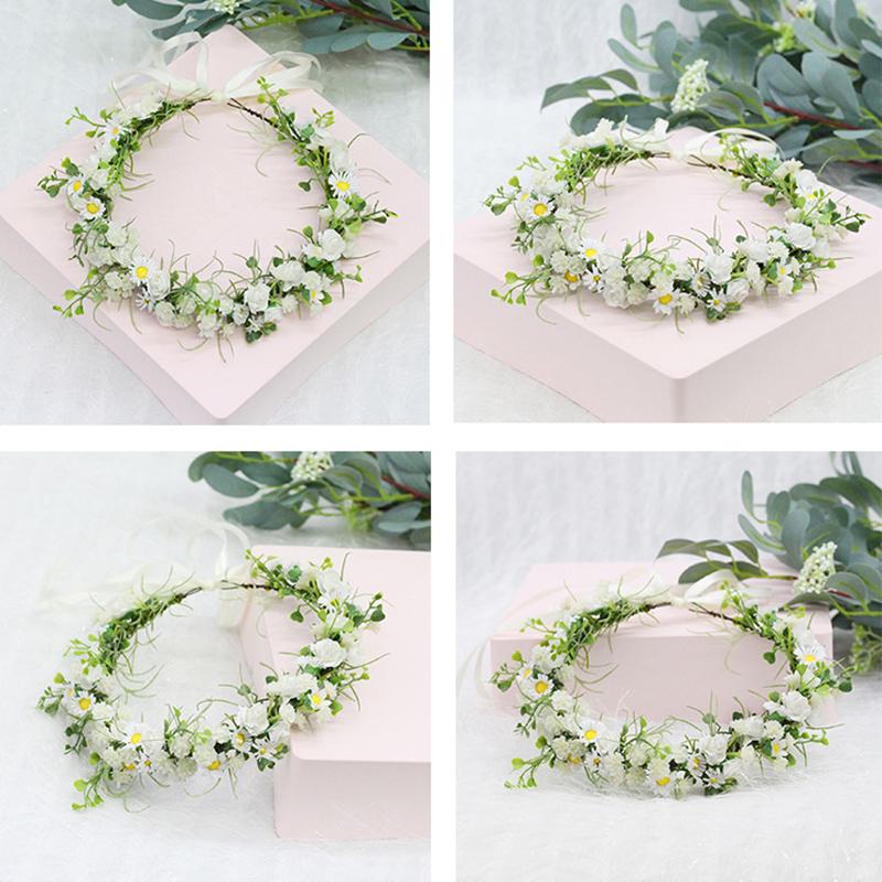Breathable White Flower Crowns Tiaras Hairbands Romantic Sweet Gardland Women Wedding Hair Accessories