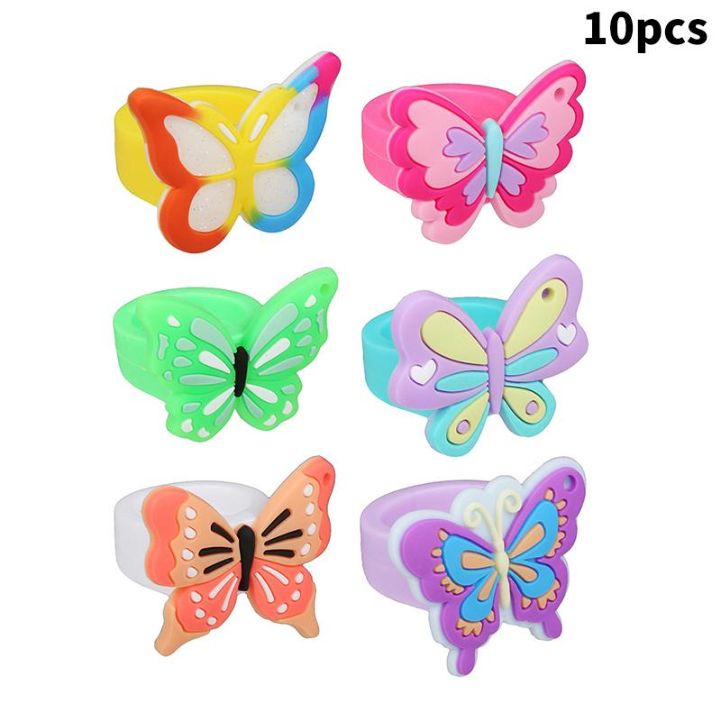 

10 шт. красочные кольца-бабочки для детей, подарки на день рождения, детские сюрпризы, подарки на день рождения/вечеринку в честь рождения ребенка