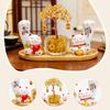 Resin Wood Cat Sculpture Feng Shui Lucky Cat Money Tree Ornament for TV Cabinet Birthday Gift