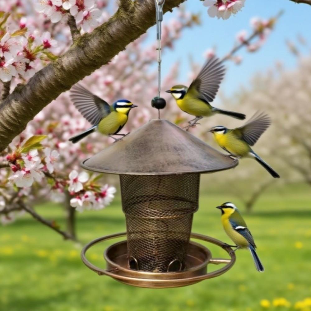 Iron Automatic Bird Feeder Retractable Bird Food Container Hummingbird Feeder Porch