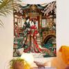 Traditional Japanese Wedding Scene Patterned Tapestry Decorative Wall Hanging, Home Bedroom Living Room Decor
