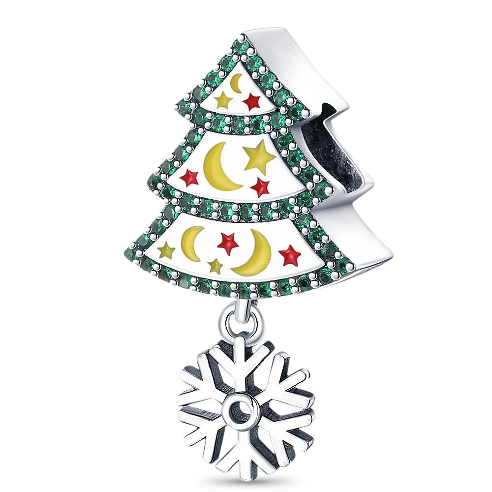 Silver-Plated Christmas Series Charms for Women, Fits Original Diy Bracelet, Bangle, DIY Beads, Birthday, Fine Jewelry Gift
