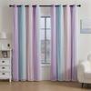 Double Layer Gradient Rainbow Blackout Curtains with Star Cutouts for Kids Room Bedroom Living Room Decor