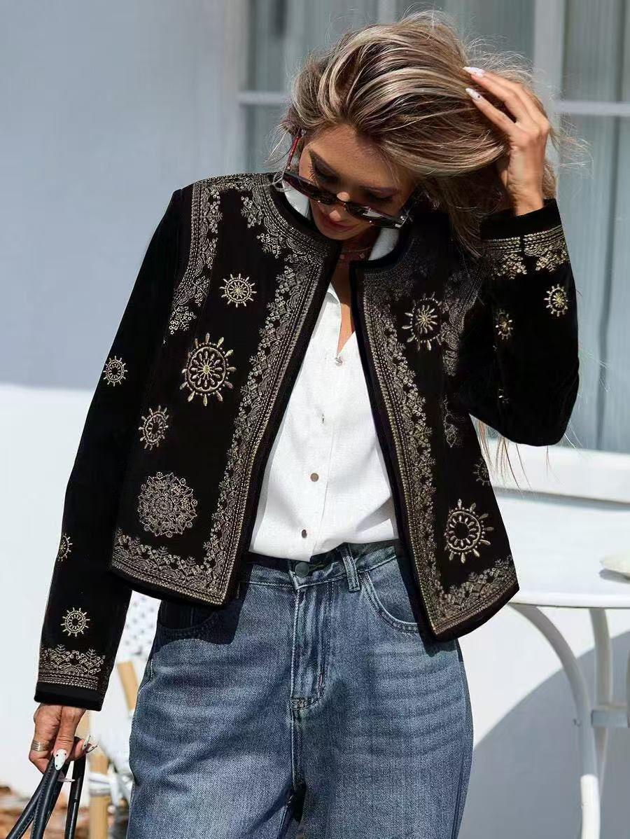 

Round Neck Hooded Casual Print Women s Outerwear - Zipper Style for Spring & Autumn Medium квітковий