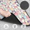 Cartoon Cute Cats Print Car Floor Mats of 4 Pieces Anti Slip Front Rear Foot Mats Universal Car Accessories for SUV Van Truck