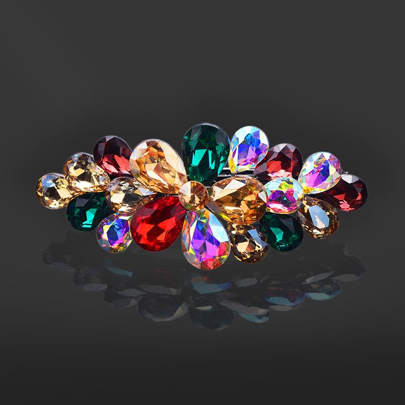 

Розкішні стрази Faux весняний затискач для жінок елегантний кристал листя квітка шпильки для весільного весільного головного убору аксесуари