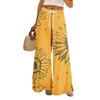 Damen Sommer Boho Palazzo Hose Hohe Taille Weites Bein Blumendruck Freizeithose Mit Taschen
