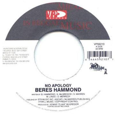 7inch Record BERES HAMMOND - No Apology VP9210 VP 2010 US Reggae, Ska & Dub Used