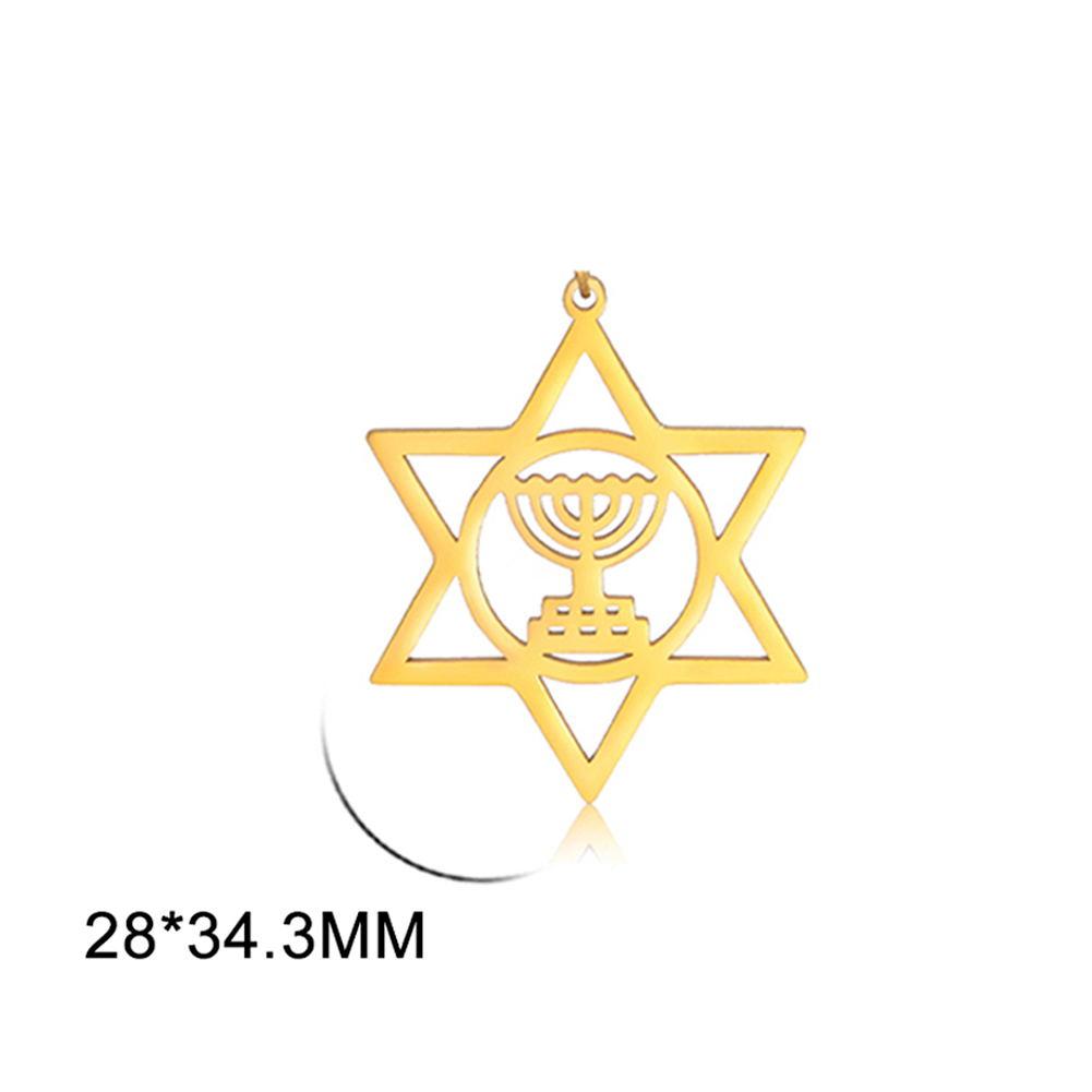 Dawapara Jewish Menorah David Star Stainless Steel Pendant for Necklace Hexagram Charm Jewelry Making Religious Hanukkah Gift